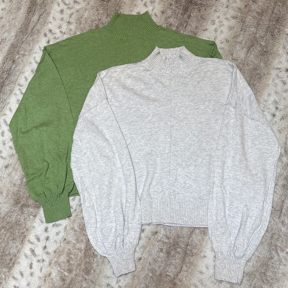 COTTON-ON Cozy Green & Gray Women's Sweater Set, Size XS